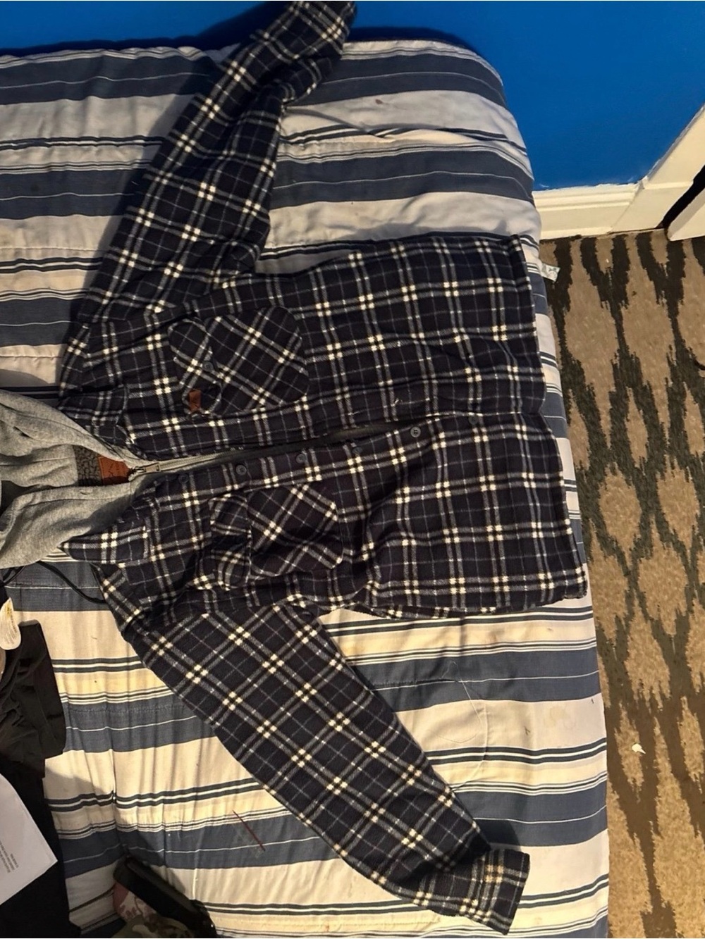Men's Navy Plaid Ski & Snowboard Jacket - Unbranded